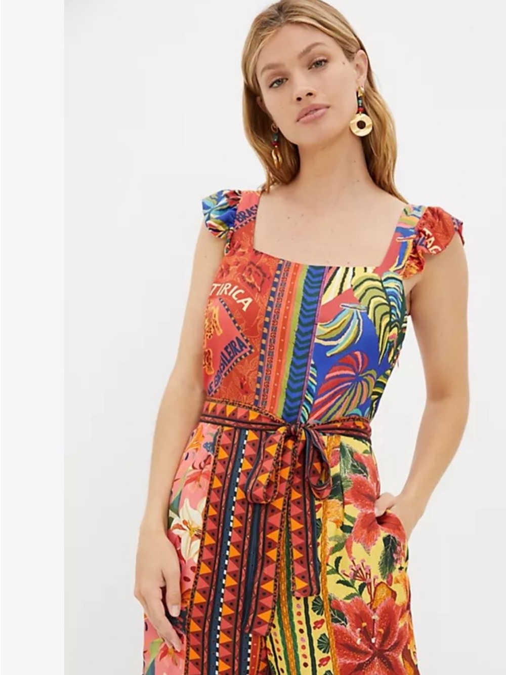 FARM Rio Multicolor Floral Patchwork Romper